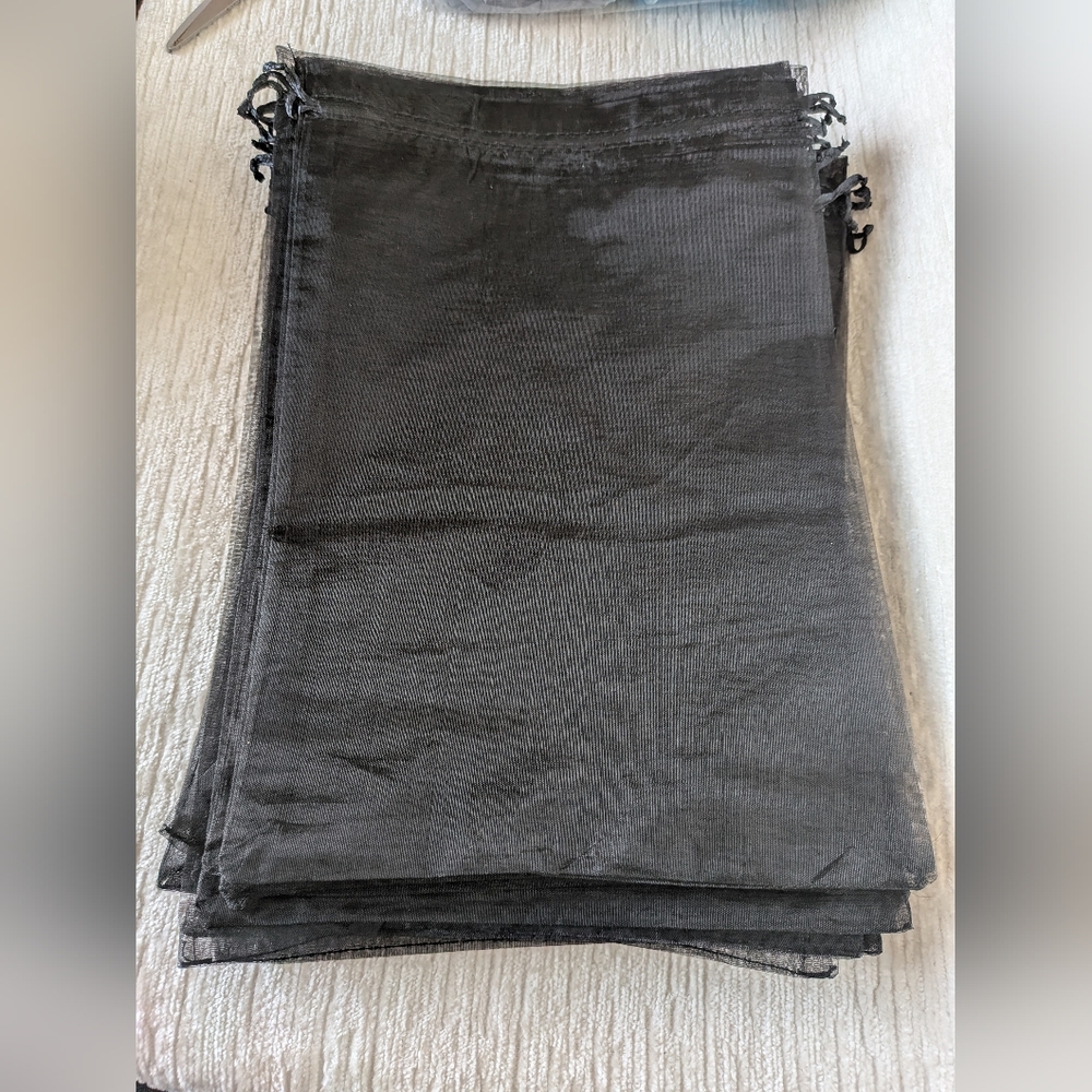 Organza Sheer Bags Pack Of 25 Large Black Gift Bags Drawstring